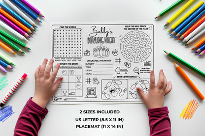 Bowling Activity Sheet Placemat