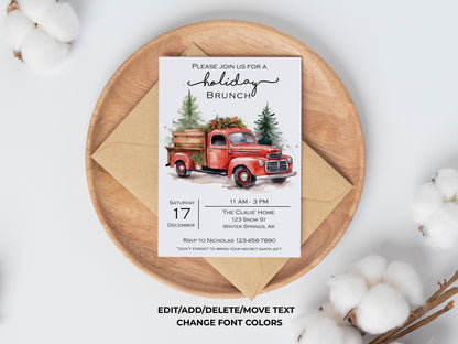 Red Truck Christmas Party Invitation