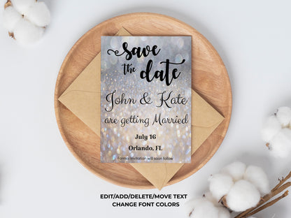 Save the Date Rose Gold Invitation for Quinceañera, Sweet 16, Wedding, Birthday