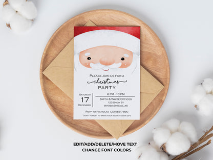 Santa Claus Christmas Party Digital Invitation Download