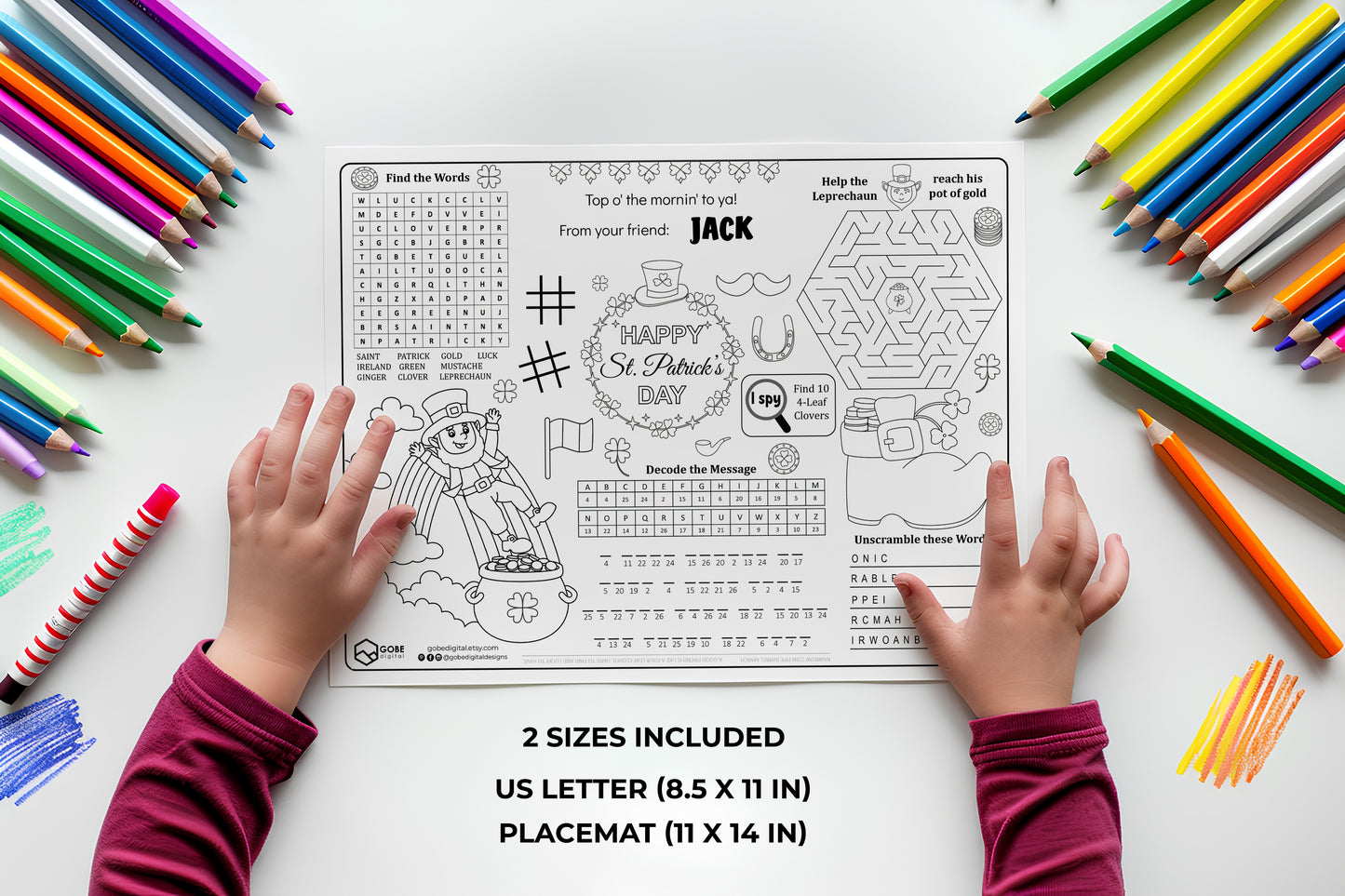 Saint Patrick's Day Activity Sheet Placemat.