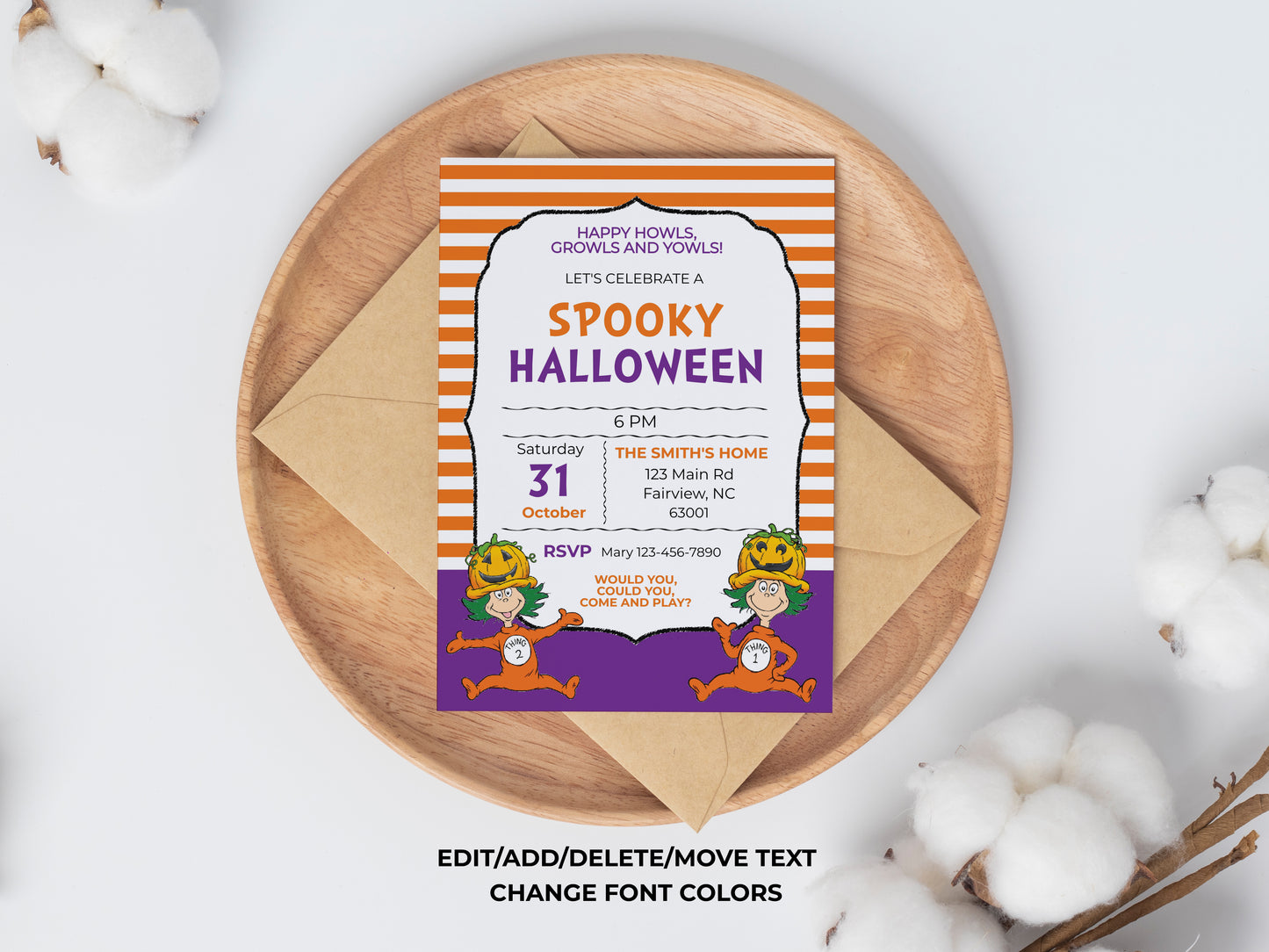 Halloween Cat Hat Things Party Invitation.