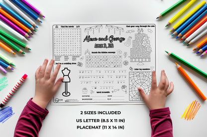 Personalized Wedding Activity Sheet Placemat - Version 2