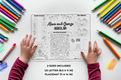 Personalized Wedding Activity Sheet Placemat - Version 3