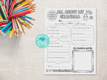 All About my Grandma Printable