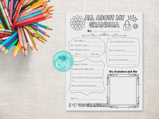 All About my Grandma Printable