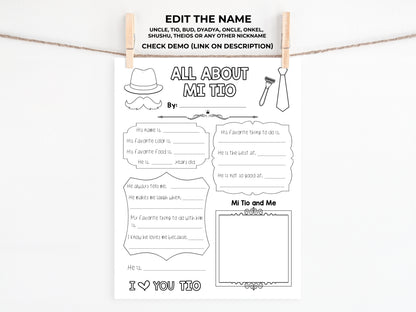 All About my Uncle Printable