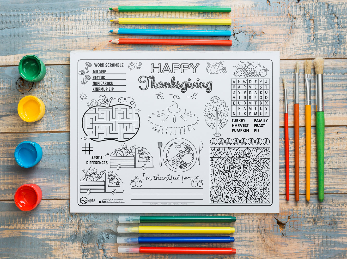 Thanksgiving Activity Sheet Placemat.