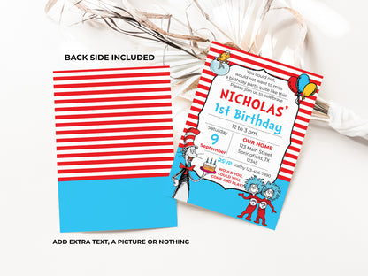 Cat Hat Things Party Invitation