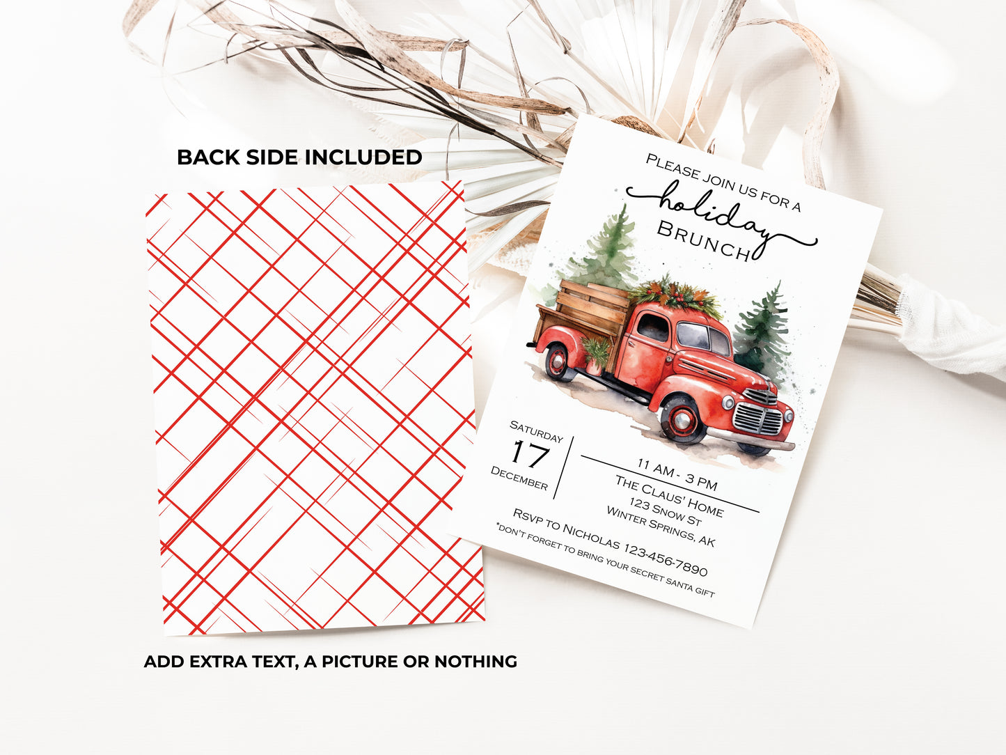 Red Truck Christmas Party Invitation