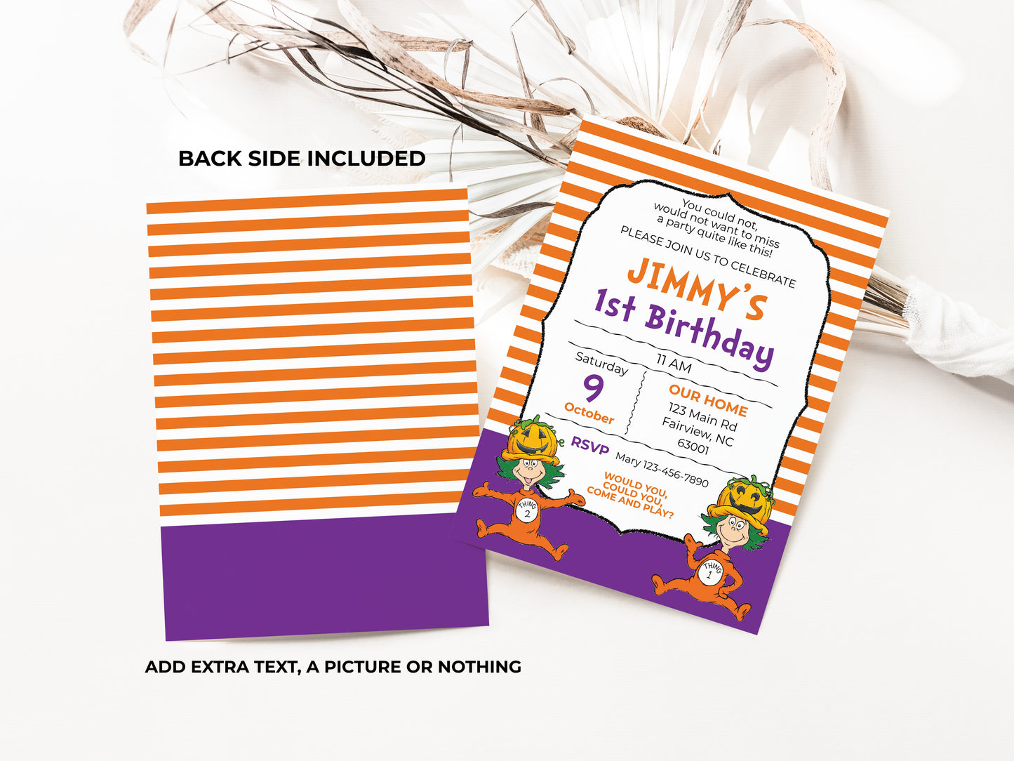 Halloween Cat Hat Things Party Invitation.