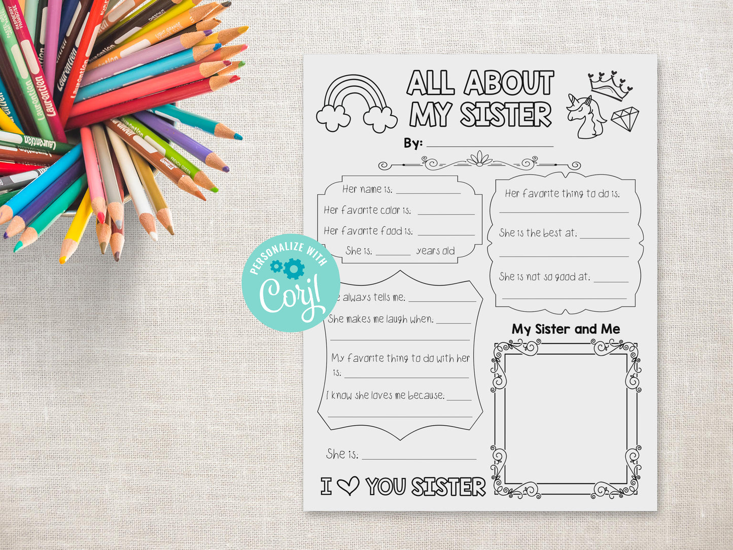 All About my Sister Printable