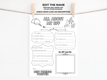 All About my Brother Printable