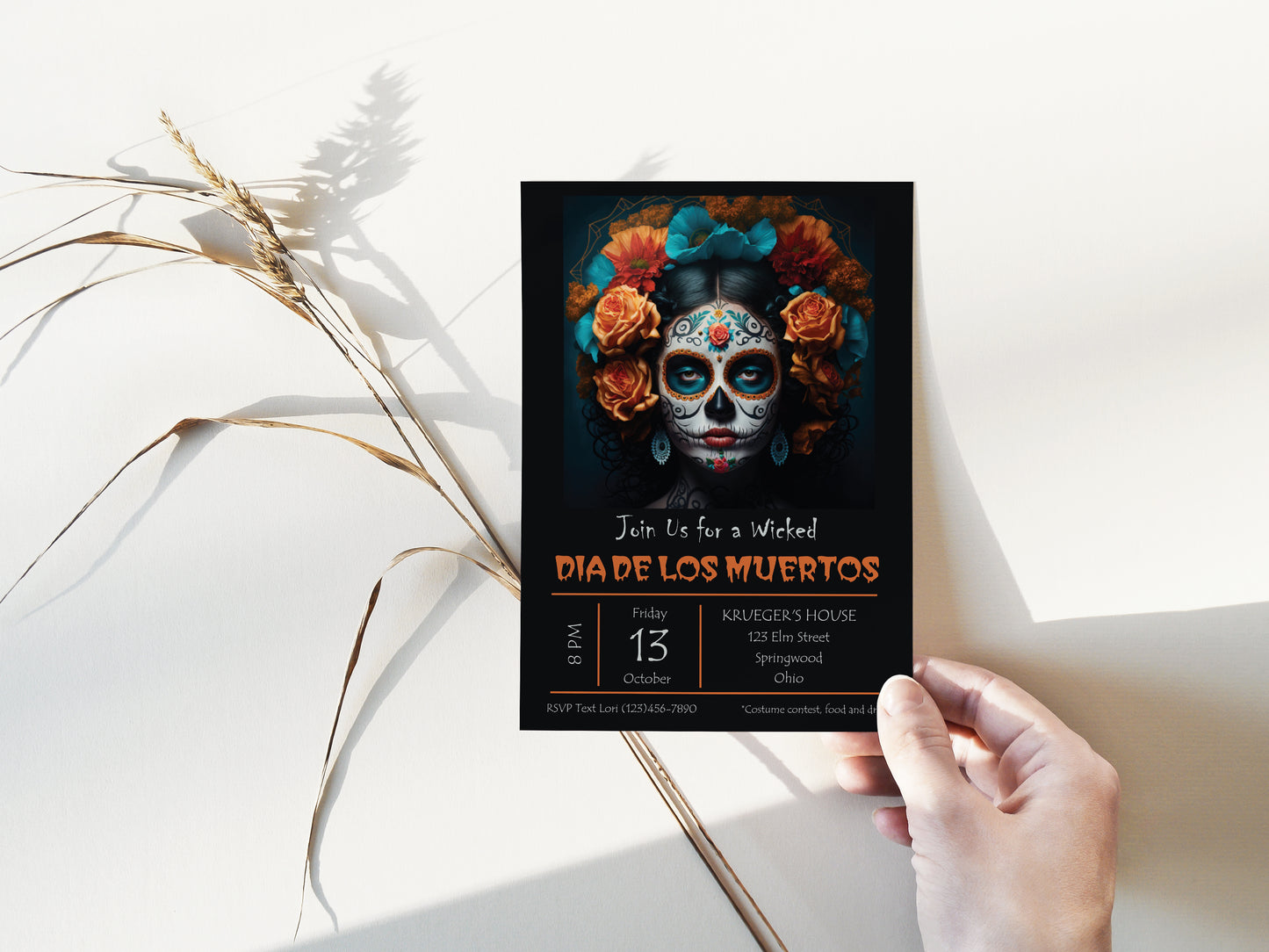 Halloween Dia de los Muertos Party Invitation