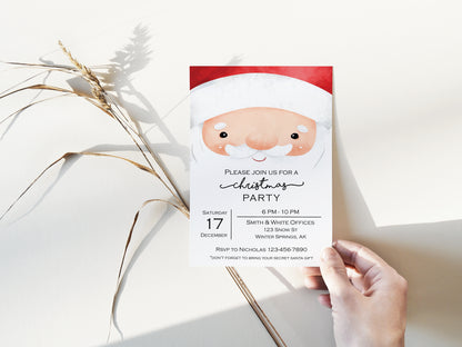 Santa Claus Christmas Party Digital Invitation Download