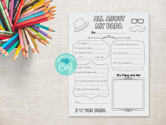 All About my Papa Printable
