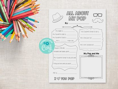 All About my Pop Printable