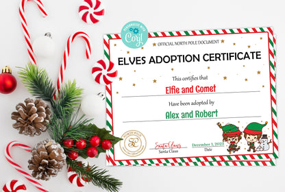 Santa's Official Elves Adoption Certificate for boys