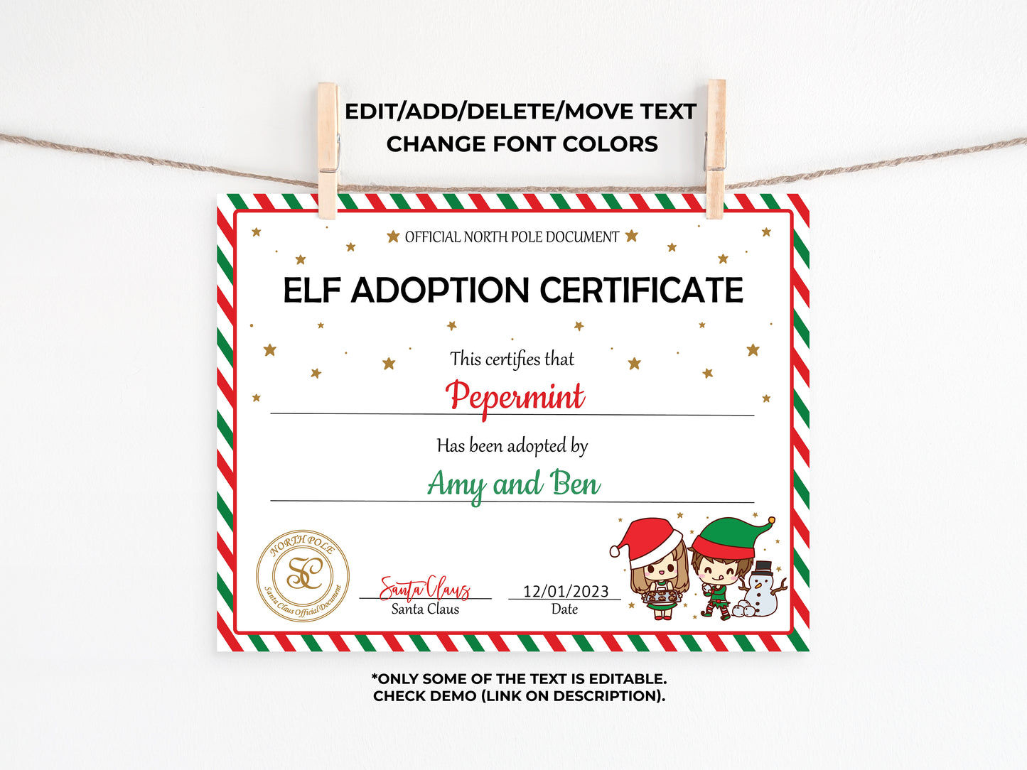 Santa's Official Elf Adoption Certificate