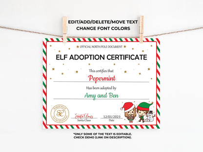Santa's Official Elf Adoption Certificate