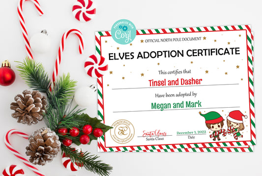 Santa's Official Elves Adoption Certificate