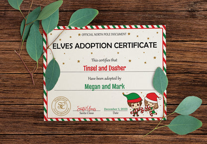 Santa's Official Elves Adoption Certificate