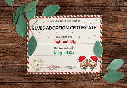 Santa's Official Elves Adoption Certificate