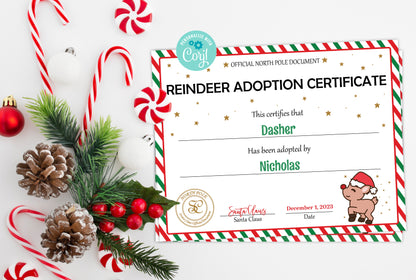 Santa's Official Reindeer Adoption Certificate