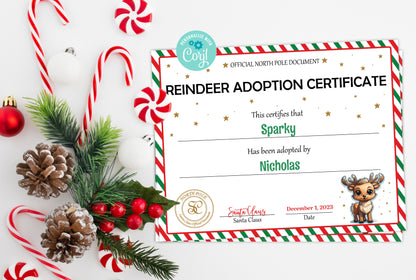 Santa's Official Reindeer Adoption Certificate
