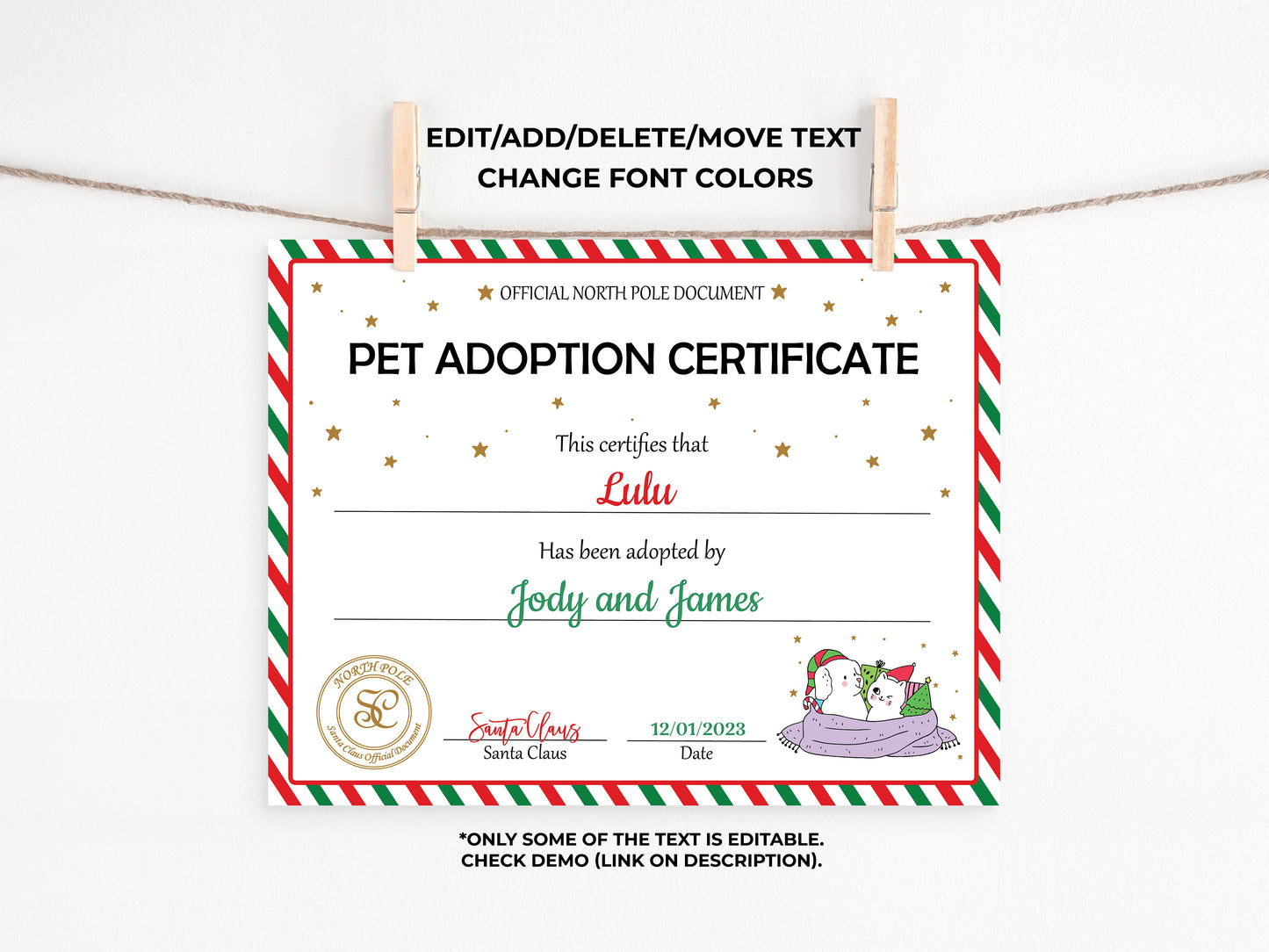 Santa's Official Pet Adoption Certificate