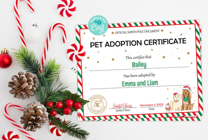 Santa's Official Pet Adoption Certificate