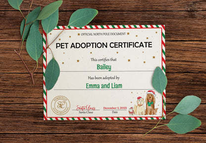 Santa's Official Pet Adoption Certificate