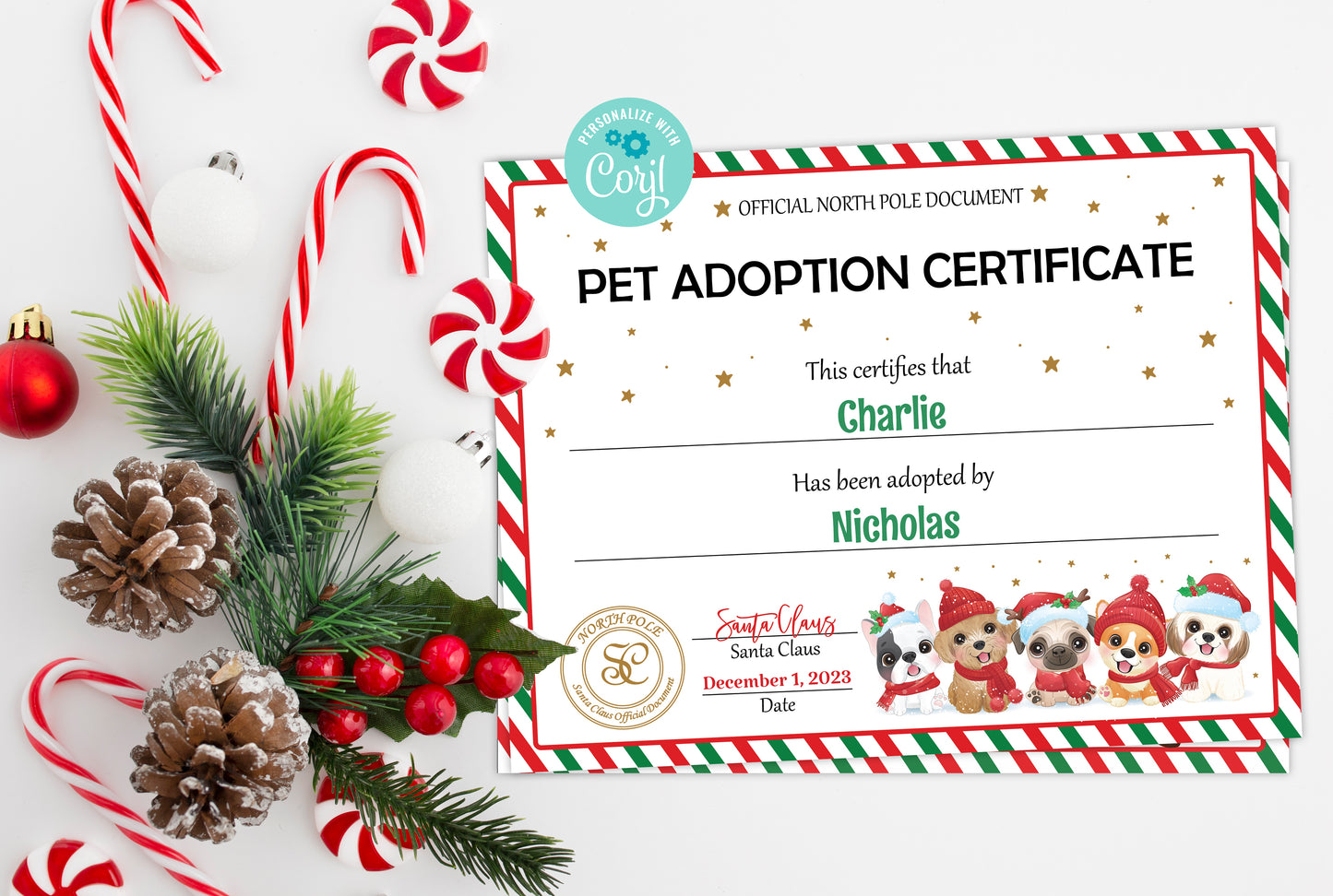 Santa's Official Pet Adoption Certificate
