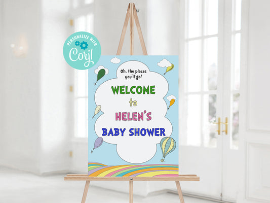 Hot Air Balloon Baby Shower Welcome Sign 16 x 20 inches