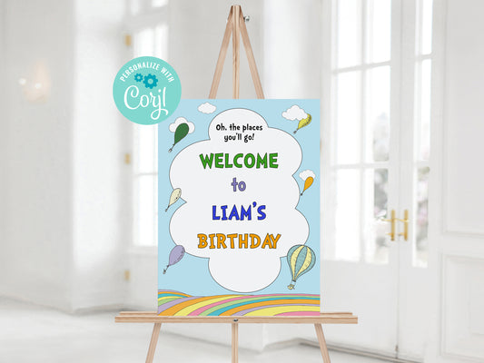 Hot Air Balloon Welcome Sign 16x20 inches