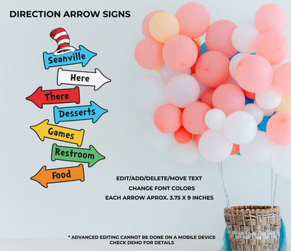 Cat Hat Editable Street Signs Directional Arrows Sign