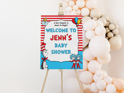 Cat Hat Party Welcome Sign 16x20 inches