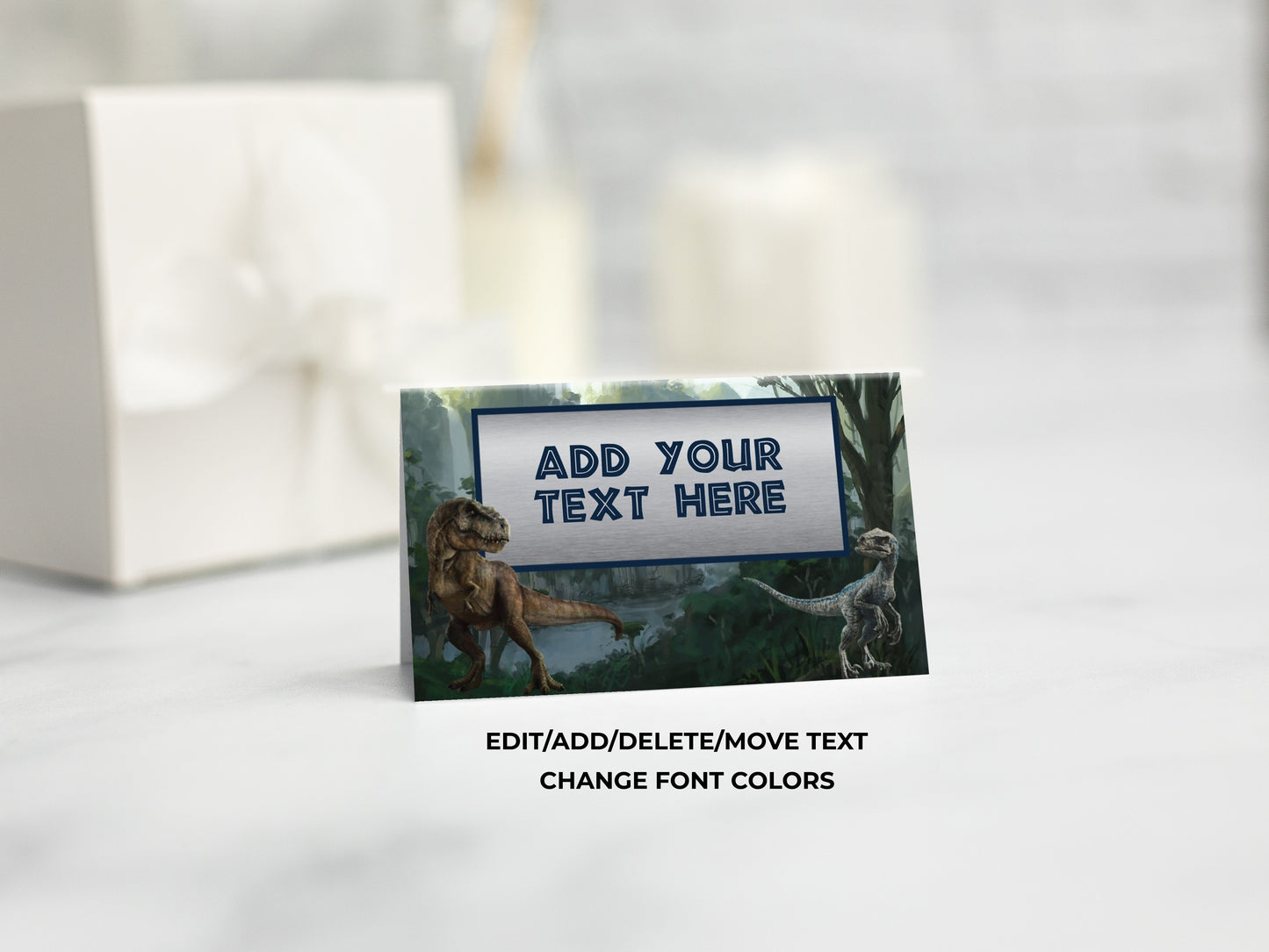 Jurassic Era Dinosaurs Food Tent Labels Placecards