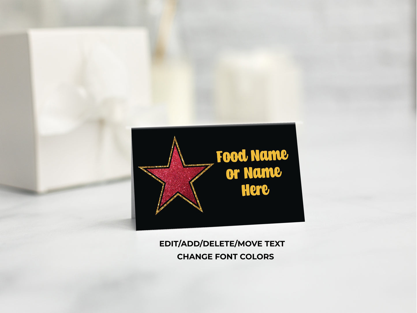 Hollywood Star Food Tent Labels Placecards