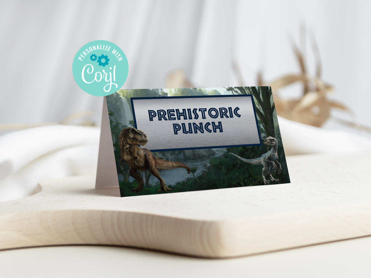 Jurassic Era Dinosaurs Food Tent Labels Placecards