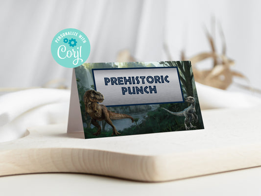 Jurassic Era Dinosaurs Food Tent Labels Placecards
