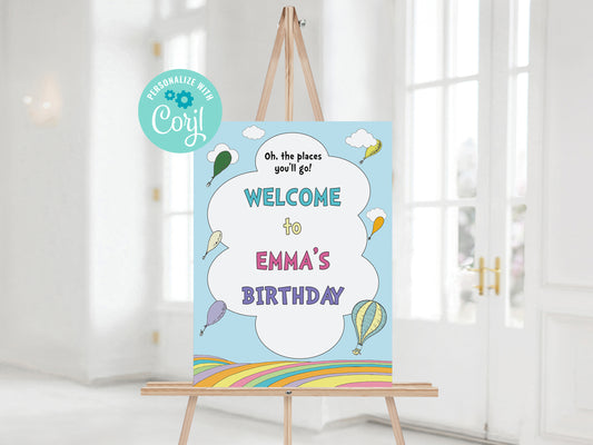 Hot Air Balloon Welcome Sign 16x20 inches