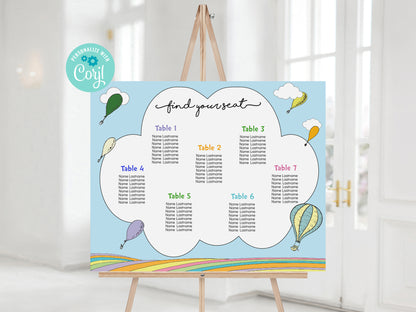 Hot Air Balloon Seating Chart 20 x 16 inches