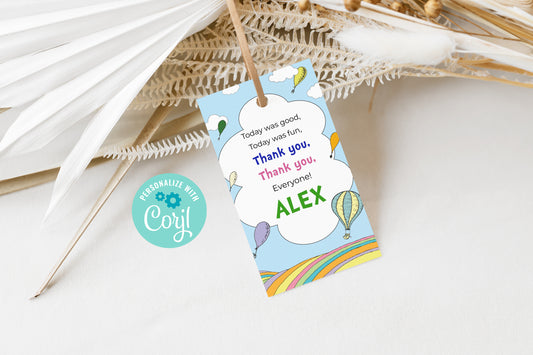 Hot Air Balloon Thank you Tags
