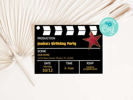 Hollywood Movie Star Party Invitation