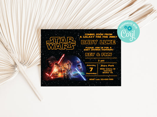 Star Wars The Force Awakens Baby Shower Invitation