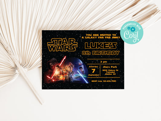 Star Wars The Force Awakens Birthday Party Invitation