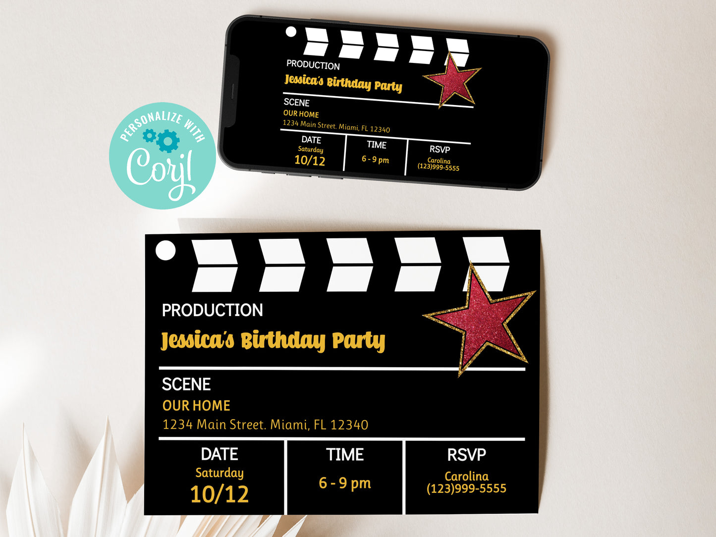 Hollywood Movie Star Party Invitation