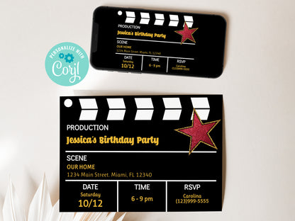Hollywood Movie Star Party Invitation