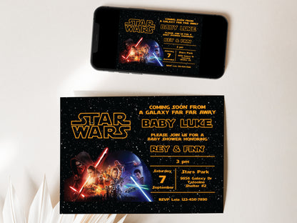 Star Wars The Force Awakens Baby Shower Invitation